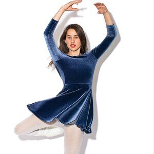 American Apparel Velvet Low Back Skater Dress - Twilight Color